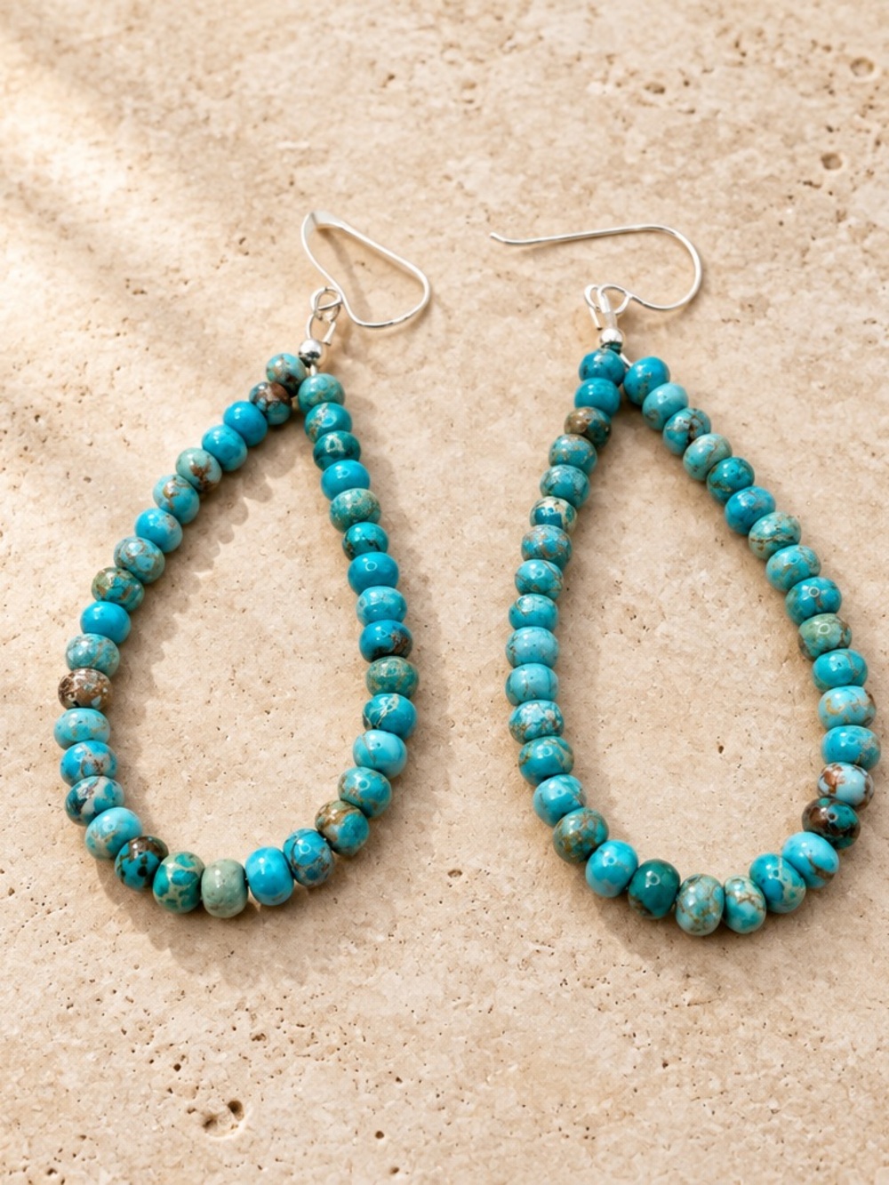 Turquoise Beaded Teardrop Earrings